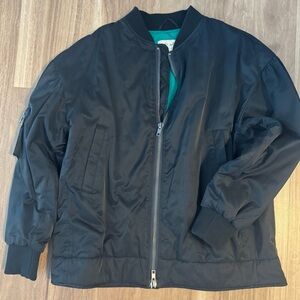 We The Free Black Bomber Jacket with Teal Lining XS